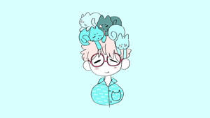 Fondo de pantalla de tono azul claro de un lindo chico anime.