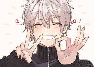 Chico anime lindo de cabello blanco