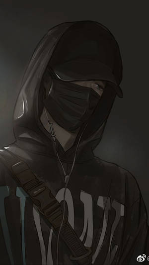 Chico Anime Oscuro con Sudadera y Máscara