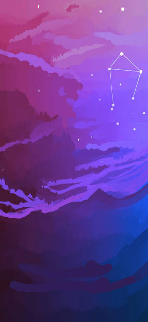 Fondo de pantalla de Cielo Galaxia Púrpura Zodiaco Libra — iPhone 15 Pro Fondos de pantalla