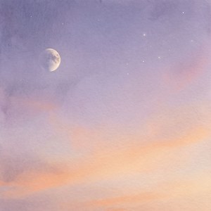 Un cielo pastel al atardecer con una luna creciente y estrellas. — Vista del cielo Fondos de pantalla