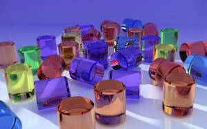 Fondo de pantalla de cilindros transparentes 3D de colores.
