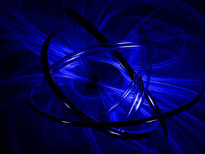 Círculos de arte abstracto en azul y negro sobre fondo negro