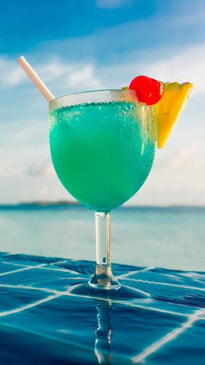 Fondo de pantalla de cóctel tropical hawaiano azul — 9:16 Fondos de pantalla