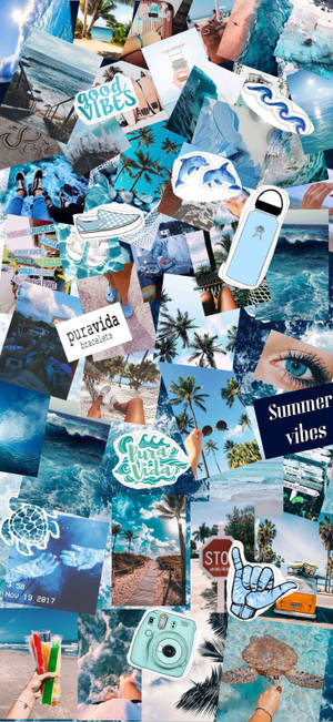 Collage Azul Fresco de Verano — Samsung Galaxy S20 Fondos de pantalla