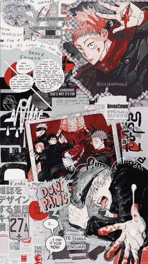 Collage de Álbum de Recortes de Jujutsu Kaisen para Teléfono con Personajes Principales — Jujutsu kaisen Fondos de pantalla