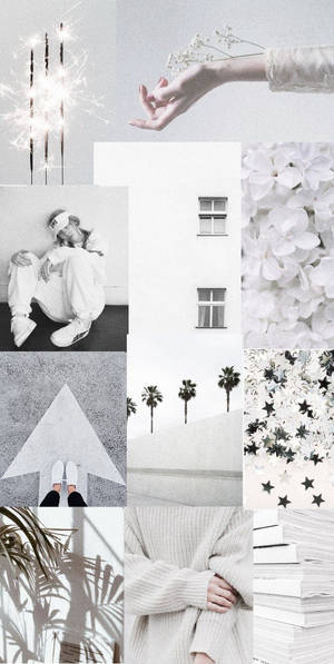 Collage estético en gris y blanco — Gris estético Fondos de pantalla