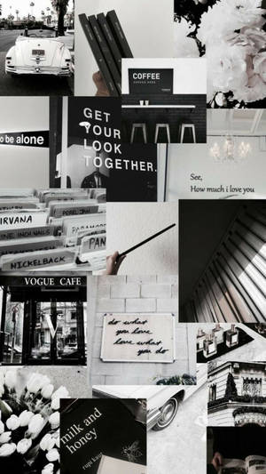 Collage estético sencillo de e-girl monocromático — Collage estético Fondos de pantalla