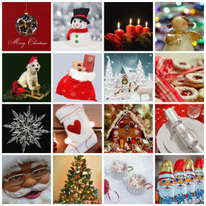 Fondo de pantalla del collage navideño de Santa