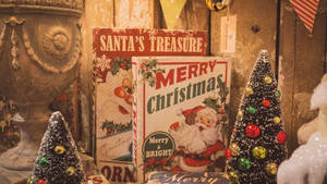 Fondo de pantalla Collage Navideño de Libros de Santa