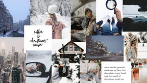 Fondo de pantalla de collage navideño temático de café