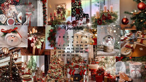 Fondo de pantalla de collage navideño con calendario