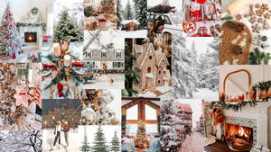 Fondo de pantalla de collage navideño temático blanco — Navideño aesthetic Fondos de pantalla