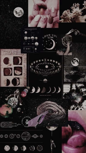 Collage Negro — Galaxia luna Fondos de pantalla