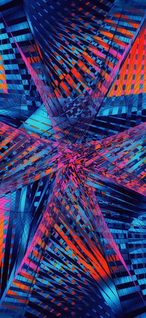 Fondo de pantalla de fractal glitch en azul y naranja — ROG Phone 9 Pro Fondos de pantalla