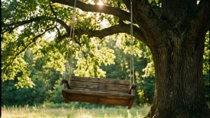 Un wallpaper artístico y estético de un columpio en un árbol durante el verano. — Arte estético GIF Fondos de pantalla