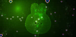 lindo, verde, abstracto, Conejito, Corazones