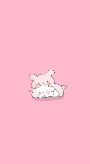 Conejito y Gato Kawaii Rosados