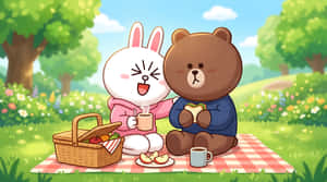 conejo,oso,conejito,picnic,parque,aire libre,naturaleza,verano,amistad,lindo,kawaii,ilustración,dibujos animados,estilo de vida,ocio,comida,sándwich,café,primavera,soleado