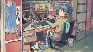 Configuración desordenada de laptop en anime — Anime laptop Fondos de pantalla