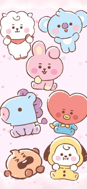 Fondo de pantalla Cooky Bt21 con amigos de Line — iPhone 16 Fondos de pantalla
