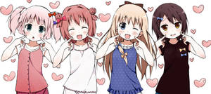 Fondo de pantalla de corazones rosa de anime lesbiano — Anime lesbiana Fondos de pantalla