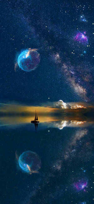 Fondo de pantalla de cosmos sobre el mar — iPhone 12 Pro Fondos de pantalla