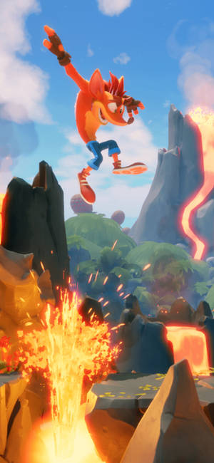 Fondo de pantalla de lava de Crash Bandicoot — iPhone 17 Pro Fondos de pantalla