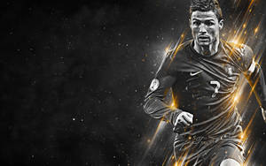 Fondo de pantalla de Cristiano Ronaldo en negro y dorado.