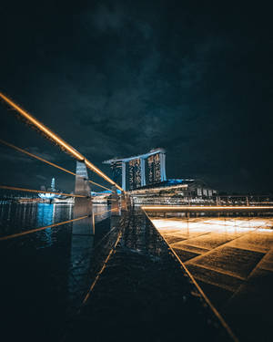 Puente de carretera vacío de ciudad de noche fondo de pantalla