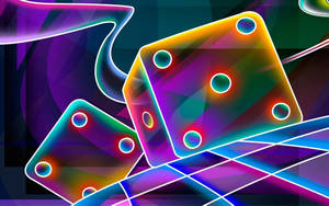 Fondo de pantalla de dado gigante psicodélico multicolor 3D de neón.