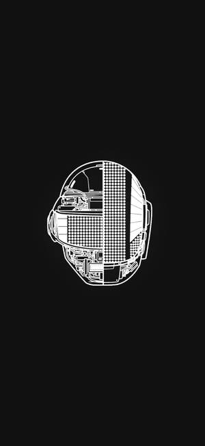 Fondo de pantalla de Daft Punk con vista interior de sus cascos fusionados.