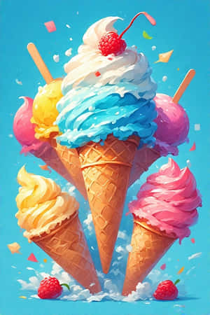 verano, helado, paleta, colorido, juguetón, lindo, postre, pintura digital, caprichoso, 4K, fondo de pantalla vertical