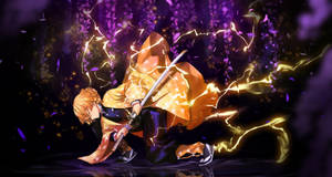 Demon Slayer Zenitsu en el Suelo — Demon slayer zenitsu Fondos de pantalla