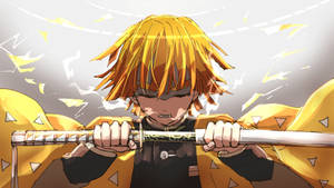 Demon Slayer Zenitsu Desenvainando su Espada — Demon slayer zenitsu Fondos de pantalla