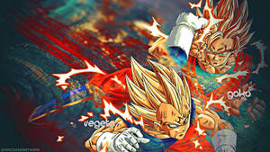 Dragon Ball Z San Goku y Vegeta peleando, los personajes anime super saiyans.