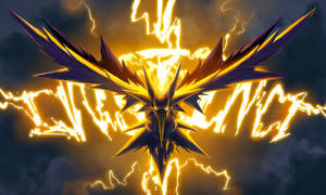 Pokémon pájaro trueno evolucionado volando en el cielo