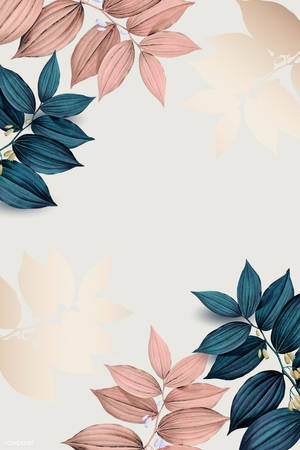 Hojas rosas y azules estéticas con fondo crema — Estética cottagecore Fondos de pantalla