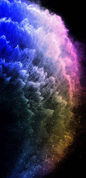 Fondo de pantalla de cristales degradados azul, blanco y púrpura para iPhone 11.