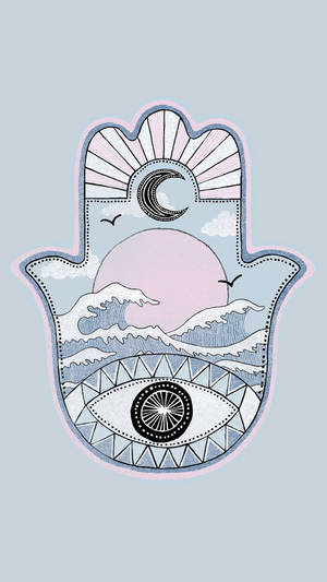 Dibujo Estético Espiritual de Amuleto Hamsa — Estética Espiritual Fondos de pantalla