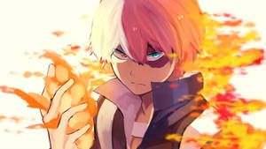 Fondo de pantalla de dibujo tierno de Todoroki usando fuego — Todoroki lindo Fondos de pantalla