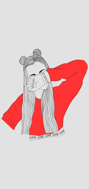 Fondo de pantalla de dibujo triste de chica elegante — iPhone 17 Pro Fondos de pantalla