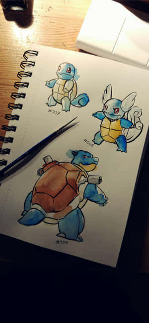 Dibujos en acuarela de Squirtle, Wartortle y Blastoise — Motorola Edge 70 Plus Fondos de pantalla