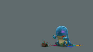 Dinosaurio de Dibujos Animados Adorable Paseando por el Bosque Pastel — Dinosaurio lindo Fondos de pantalla