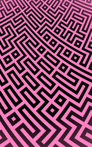Patrón geométrico de líneas negras sobre superficie rosa brillante. Diseño abstracto computarizado. — Galaxy Tab S9 Ultra Fondos de pantalla