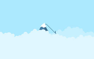 Fondo de pantalla minimalista de un hombre escalando la cima de una montaña nevada