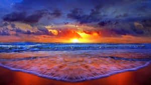 Fondo de atardecer en la playa — Atardecer en la playa Fondos de pantalla