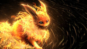 Fondo de pantalla de Pokémon real Flareon con pelaje de fuego.
