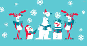Divertida reunión navideña con Santa y sus amigos — Navidad linda Fondos de pantalla