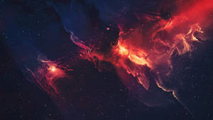 Fondo de pantalla de galaxia roja con destellos amarillos. — 1600x900 Fondos de pantalla